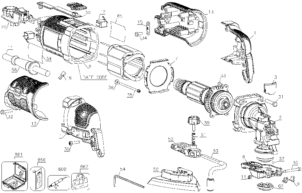 Page A Diagram and Parts List for Type 2 Porter Cable Multi-Tool